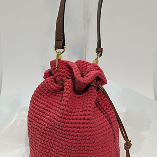Drawstring Crochet Bucket Bag - Image 3