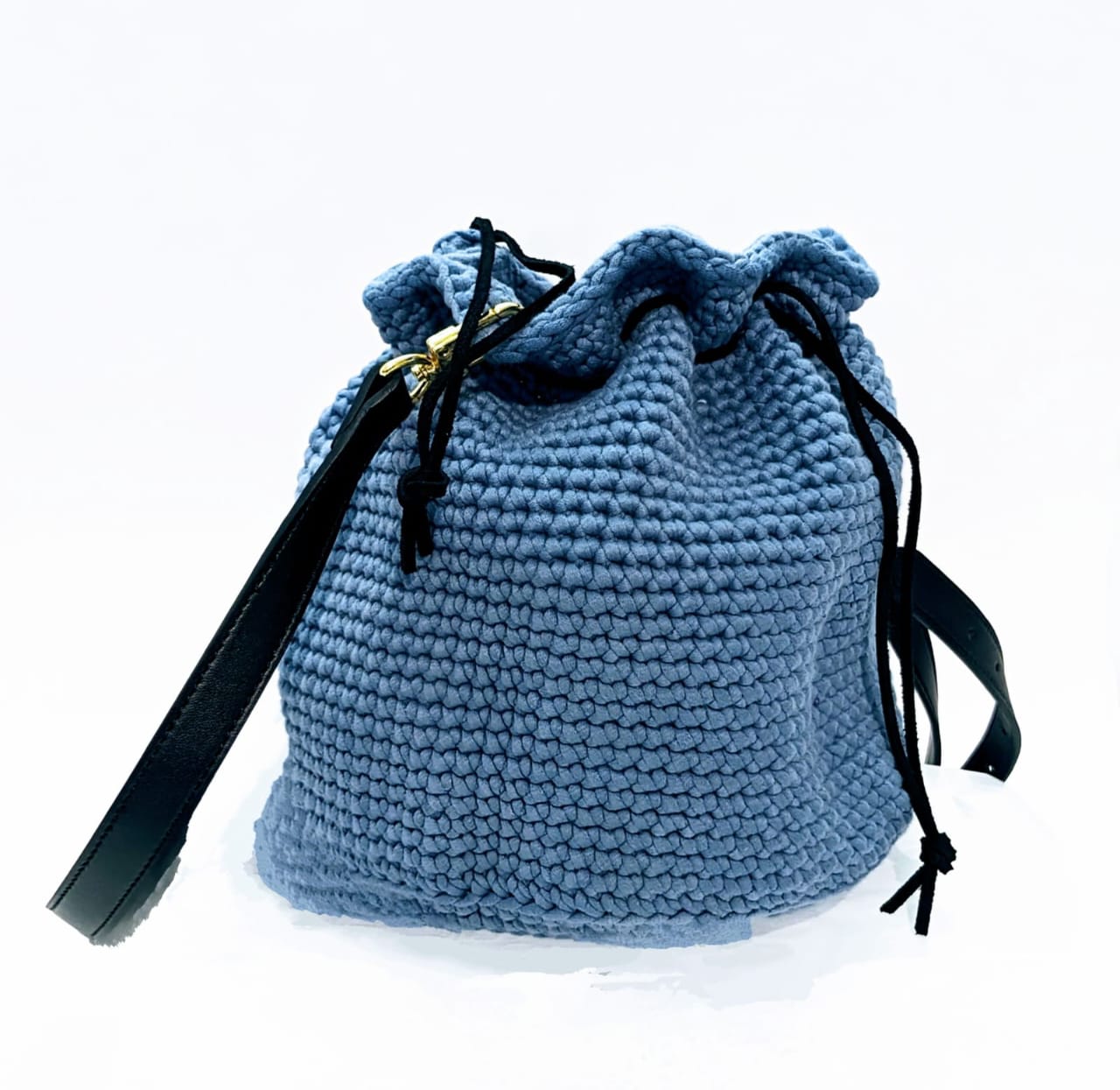 Drawstring Crochet Bucket Bag - Image 2