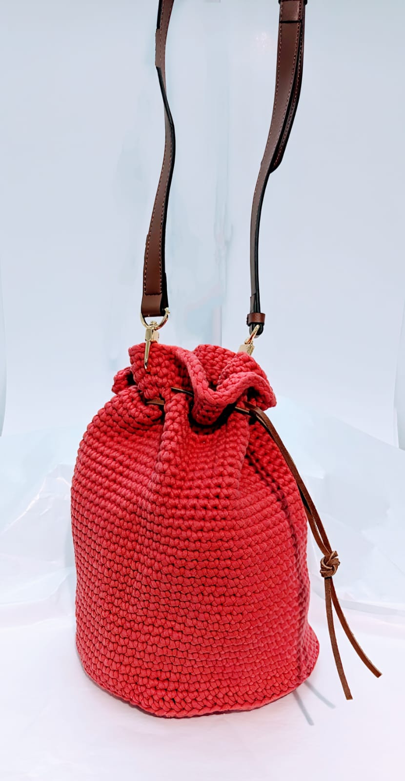 Drawstring Crochet Bucket Bag