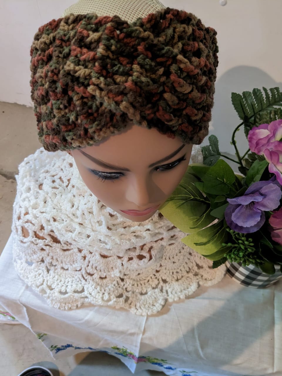 Brown-Tone Crochet Headband - Image 2