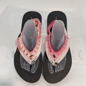 Pink & White Crochet Flip Flops