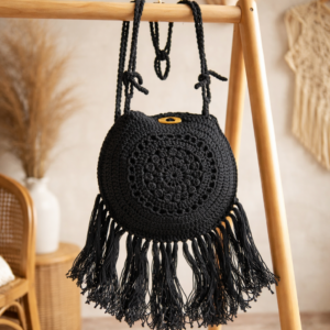 Midnight Blue Crochet Boho Bag